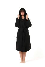 birlik1952 crinkle krinkle 4 kat multi double muslin müslin bathrobe black siyah