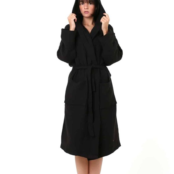 birlik1952 crinkle krinkle 4 kat multi double muslin müslin bathrobe black siyah