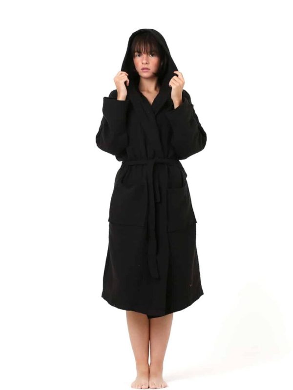 birlik1952 crinkle krinkle 4 kat multi double muslin müslin bathrobe black siyah