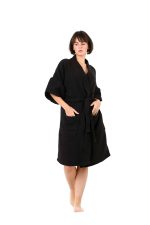 birlik1952 ipliq crinkle krinkle 4 kat multi double muslin müslin bathrobe kimono black siyah