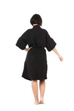 birlik1952 ipliq crinkle krinkle 4 kat multi double muslin müslin bathrobe kimono black siyah
