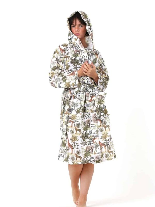 birlik1952 dijital print müslin fabric kimono bathrobe bornoz muslin digital baskı desenli banyo whosale turkish company toptan tekstil textile bridemaid orman hayvanları