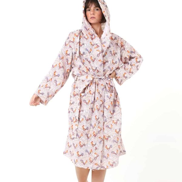 birlik1952 dijital print müslin fabric kimono bathrobe bornoz digital baskı desenli banyo whosale turkish company toptan tekstil textile bridemaid etamin horoz rooster