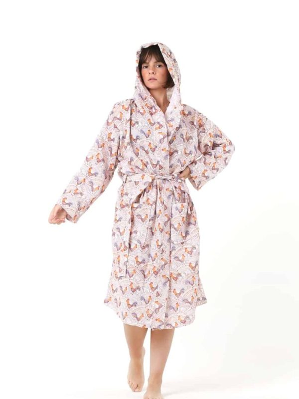 birlik1952 dijital print müslin fabric kimono bathrobe bornoz digital baskı desenli banyo whosale turkish company toptan tekstil textile bridemaid etamin horoz rooster