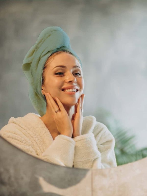 birlik1952 head towel baş havlu kafa düğmeli saç kurulama havlusu adaçayı sage yeşil