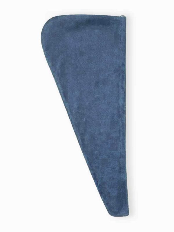 birlik1952 head towel baş havlu kafa düğmeli saç kurulama havlusu indigo mavi