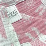 birlik1952 jakarlı 3 kat müslin three layer jaquard swaddle blanket baby crinkle krinkle muslin fabric cotton lama pink pembe