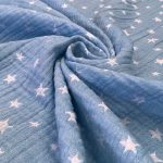 birlik1952 jakarlı 3 kat müslin three layer jaquard swaddle blanket baby crinkle krinkle muslin fabric cotton yıldız star blue