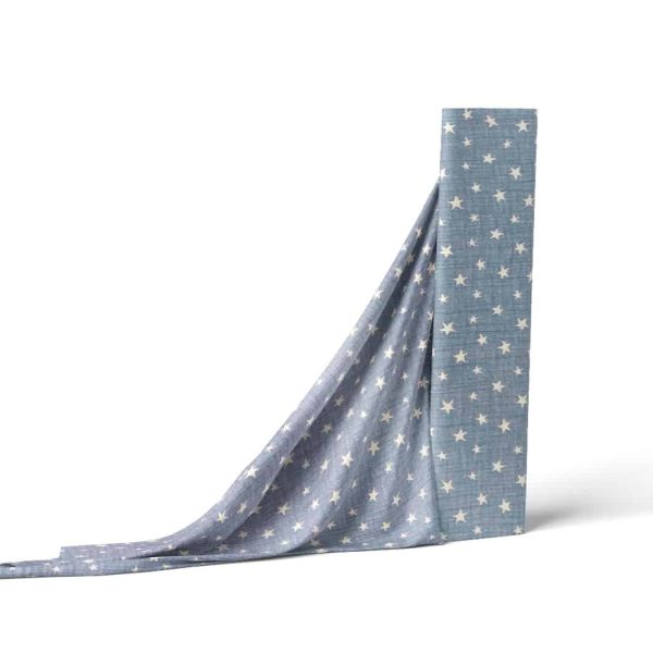 birlik1952 jakarlı 3 kat müslin three layer jaquard swaddle blanket baby crinkle krinkle muslin fabric cotton yıldız star blue