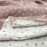 birlik1952 jakarlı 3 kat müslin three layer jaquard swaddle blanket baby crinkle krinkle muslin fabric cotton yıldız star pembe pink