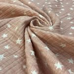 birlik1952 jakarlı 3 kat müslin three layer jaquard swaddle blanket baby crinkle krinkle muslin fabric cotton yıldız star pembe pink