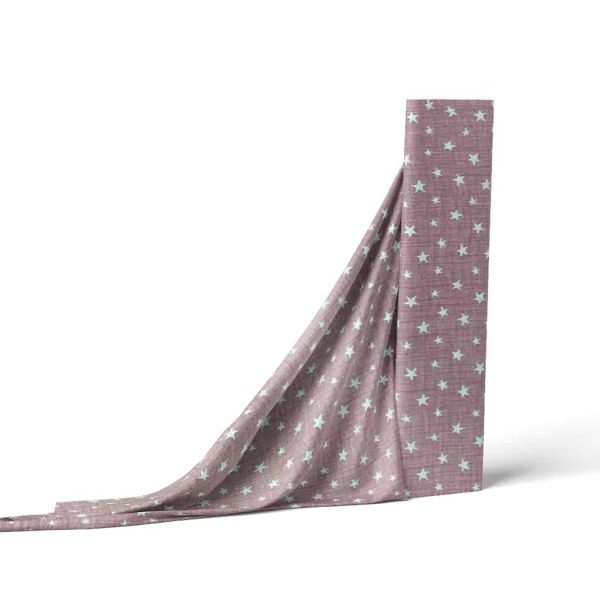 birlik1952 jakarlı 3 kat müslin three layer jaquard swaddle blanket baby crinkle krinkle muslin fabric cotton yıldız star pembe pink