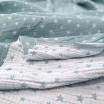 birlik1952 jakarlı 3 kat müslin three layer jaquard swaddle blanket baby crinkle krinkle muslin fabric cotton yıldız star sage yeşil adaçayı
