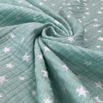 birlik1952 jakarlı 3 kat müslin three layer jaquard swaddle blanket baby crinkle krinkle muslin fabric cotton yıldız star sage yeşil adaçayı