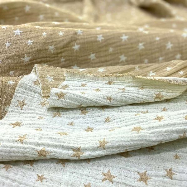 birlik1952 jakarlı 3 kat müslin three layer jaquard swaddle blanket baby crinkle krinkle muslin fabric cotton yıldız star sarı mustard
