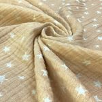 birlik1952 jakarlı 3 kat müslin three layer jaquard swaddle blanket baby crinkle krinkle muslin fabric cotton yıldız star sarı mustard