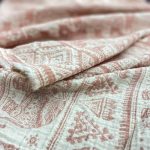 birlik1952 jakarlı 3 kat müslin three layer jaquard swaddle blanket baby crinkle krinkle muslin fabric cotton bedspread fil india hindistan terracota