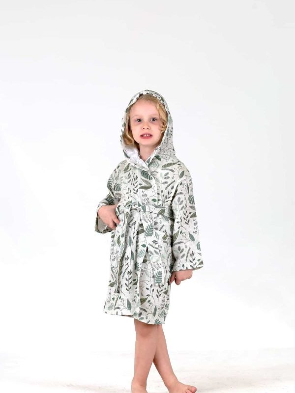 birlik1952 bebek çocuk dijital baskı digital print bornoz 2 kat gauze layer müslin muslin baby child bathrobe floral nakış emrodiery art