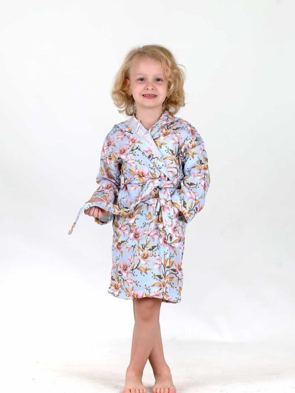 birlik1952 bebek çocuk dijital baskı digital print bornoz 2 kat gauze layer müslin muslin baby child bathrobe magnolia manolya