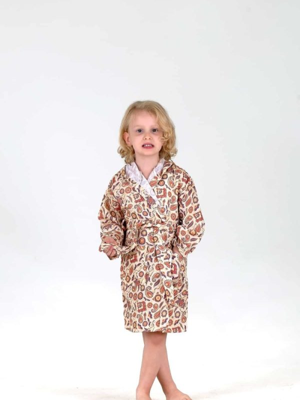 birlik1952 bebek çocuk dijital baskı digital print bornoz 2 kat gauze layer müslin muslin baby child bathrobe şal desen