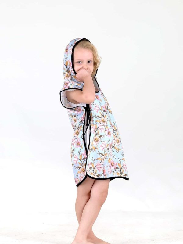birlik1952 bebek çocuk dijital baskı digital print panço 2 kat gauze layer müslin muslin baby child bathrobe poncho manolya magnolia