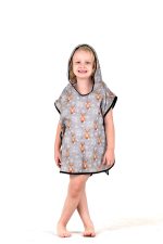 birlik1952 bebek çocuk dijital baskı digital print panço 2 kat gauze layer müslin muslin baby child bathrobe poncho etamin nakış tilki fox