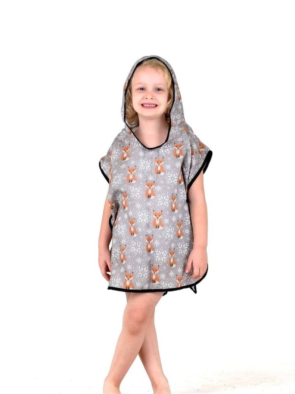 birlik1952 bebek çocuk dijital baskı digital print panço 2 kat gauze layer müslin muslin baby child bathrobe poncho etamin nakış tilki fox