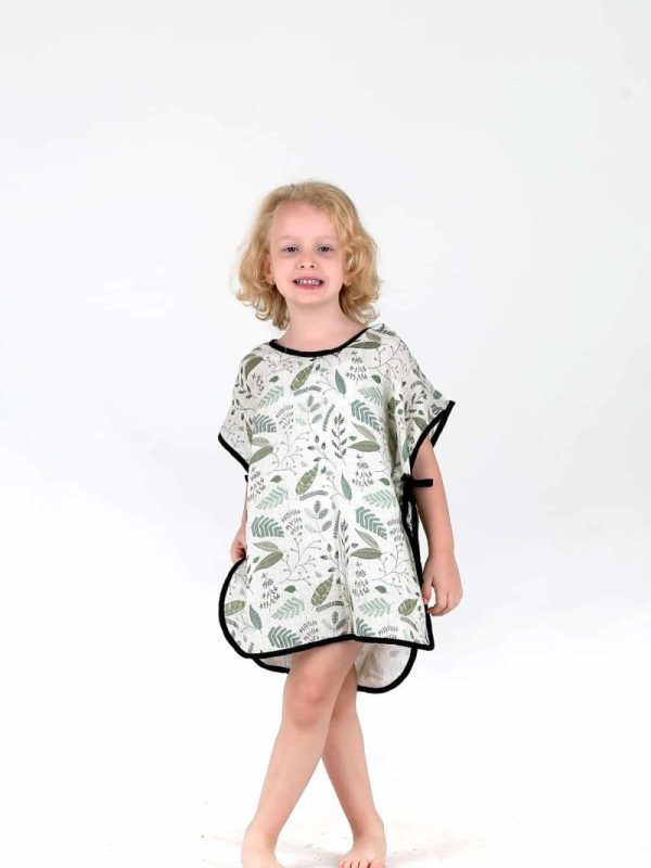 birlik1952 bebek çocuk dijital baskı digital print panço 2 kat gauze layer müslin muslin baby child bathrobe poncho keten nakış floral