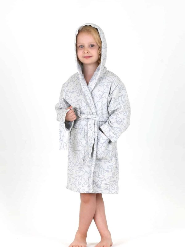 birlik1952 bebek çocuk jakarlı bornoz müslin 3 kat gauze muslin layer 4 kat crinkle krinkle jaquard baby child bathrobe dinozor dino mavi blue