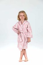 birlik1952 bebek çocuk jakarlı bornoz müslin 3 kat gauze muslin layer 4 kat crinkle krinkle jaquard baby child bathrobe lama pembe pink