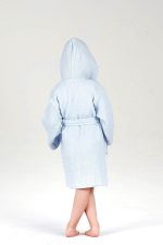 birlk1952 bebek çocuk jakarlı bornoz gauze muslin layer 4 kat crinkle krinkle baby child bathrobe blue mavi