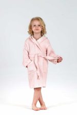 birlk1952 bebek çocuk jakarlı bornoz gauze muslin layer 4 kat crinkle krinkle baby child bathrobe pembe pink