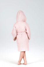birlk1952 bebek çocuk jakarlı bornoz gauze muslin layer 4 kat crinkle krinkle baby child bathrobe pembe pink