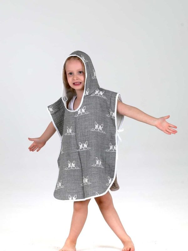 birlik1952 bebek çocuk jakarlı panço poncho pancho 3 kat gauze laer muslin müslin 4 kat crinkle krinkle jaquard baby child whosale company bulldog köpek