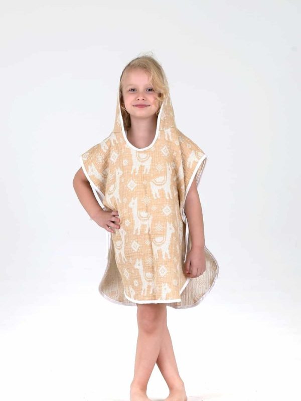 birlik1952 bebek çocuk jakarlı panço poncho pancho 3 kat gauze laer muslin müslin 4 kat crinkle krinkle jaquard baby child whosale company lama sarı yellow mustard