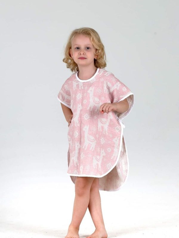 birlik1952 bebek çocuk jakarlı panço poncho pancho 3 kat gauze laer muslin müslin 4 kat crinkle krinkle jaquard baby child whosale company lama pembe pink