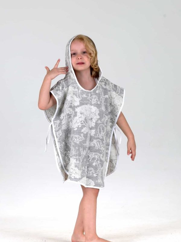birlik1952 bebek çocuk jakarlı panço poncho pancho 3 kat gauze laer muslin müslin 4 kat crinkle krinkle jaquard baby child whosale company wild animals orman antrasit grey gri