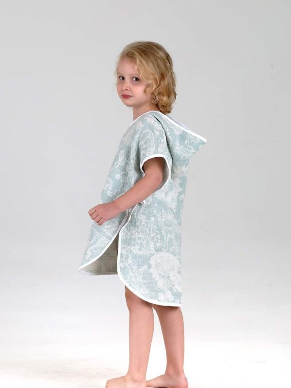 birlik1952 bebek çocuk jakarlı panço poncho pancho 3 kat gauze laer muslin müslin 4 kat crinkle krinkle jaquard baby child whosale company wild animals orman mint yeşil green