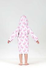 birlik1952 bebek çocuk müslin harvlu bornoz çift taraflı bathrobe towel turkish flamingo