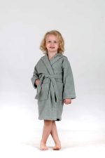 birlik1952 bebek çocuk müslin harvlu bornoz çift taraflı bathrobe towel turkish lunanino adaçayı yeşil green