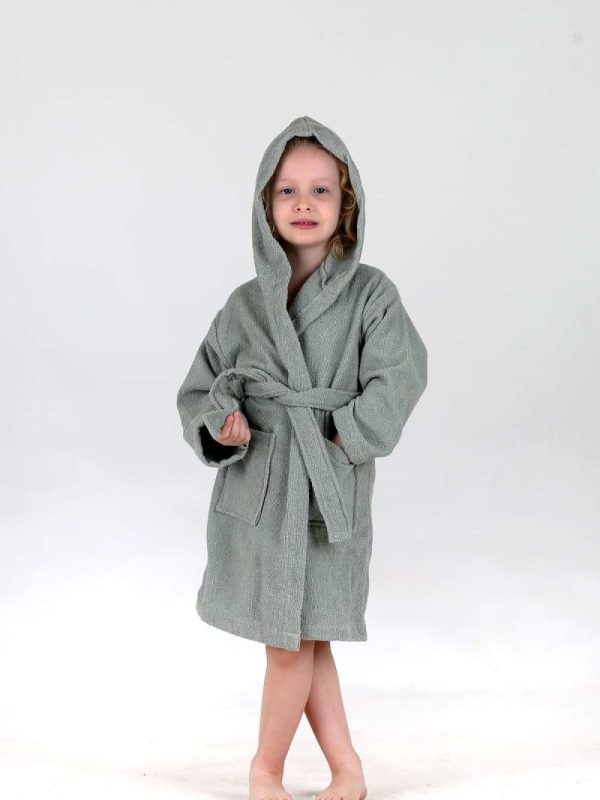 birlik1952 bebek çocuk müslin harvlu bornoz çift taraflı bathrobe towel turkish lunanino adaçayı yeşil green