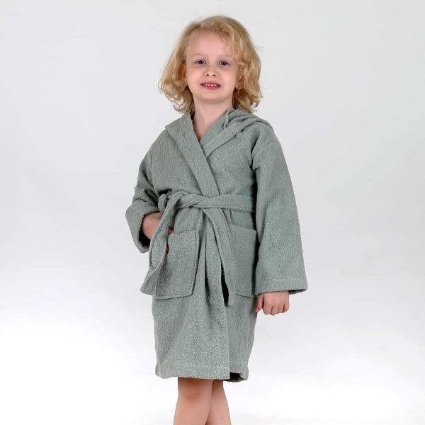 birlik1952 bebek çocuk müslin harvlu bornoz çift taraflı bathrobe towel turkish lunanino adaçayı yeşil green