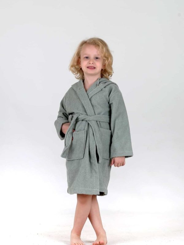 birlik1952 bebek çocuk müslin harvlu bornoz çift taraflı bathrobe towel turkish lunanino adaçayı yeşil green