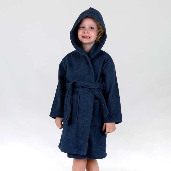 birlik1952 bebek çocuk müslin harvlu bornoz çift taraflı bathrobe towel turkish lunanino indigo blue