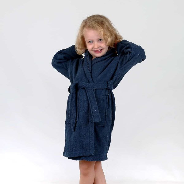 birlik1952 bebek çocuk müslin harvlu bornoz çift taraflı bathrobe towel turkish lunanino indigo blue