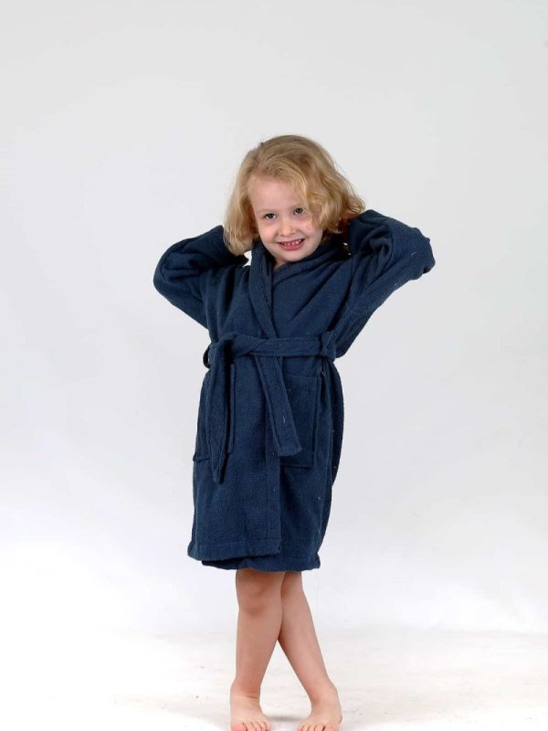birlik1952 bebek çocuk müslin harvlu bornoz çift taraflı bathrobe towel turkish lunanino indigo blue