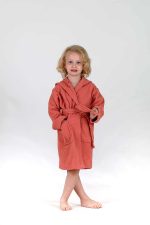 birlik1952 bebek çocuk müslin harvlu bornoz çift taraflı bathrobe towel turkish lunanino terracota