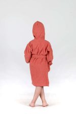 birlik1952 bebek çocuk müslin harvlu bornoz çift taraflı bathrobe towel turkish lunanino terracota