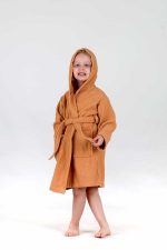birlik1952 bebek çocuk müslin harvlu bornoz çift taraflı bathrobe towel turkish lunanino toprak