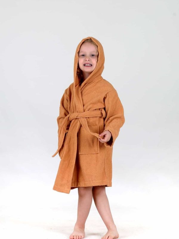 birlik1952 bebek çocuk müslin harvlu bornoz çift taraflı bathrobe towel turkish lunanino toprak